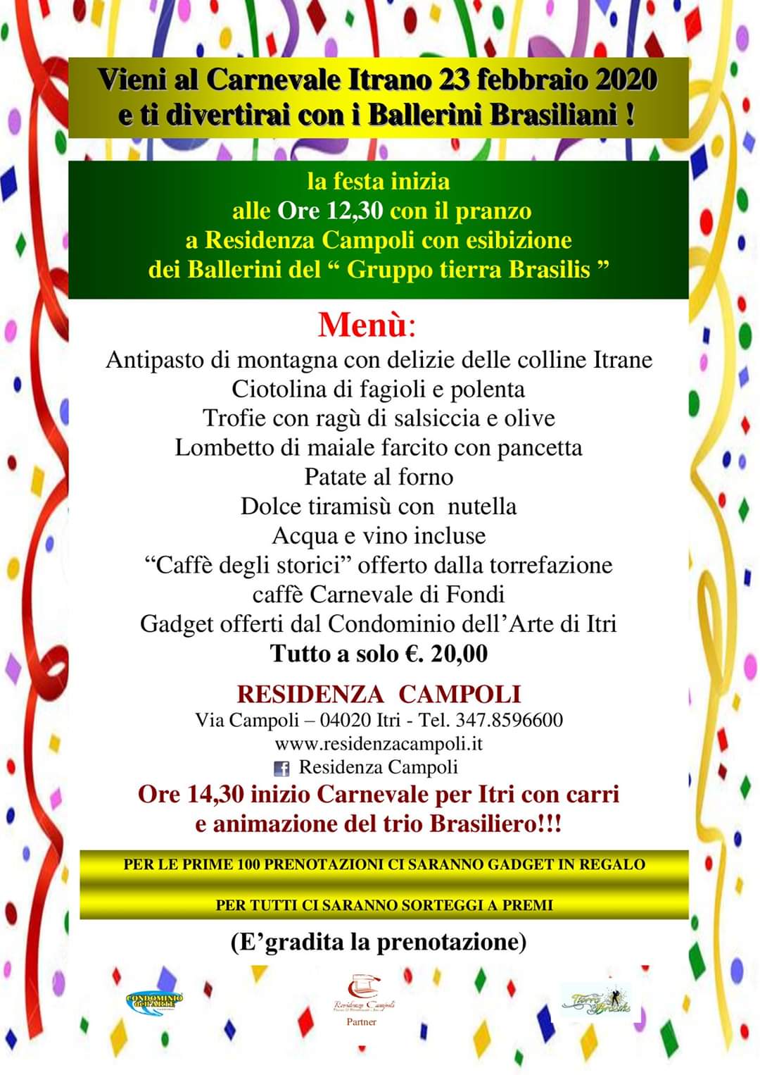 MENU CARNEVALE 23